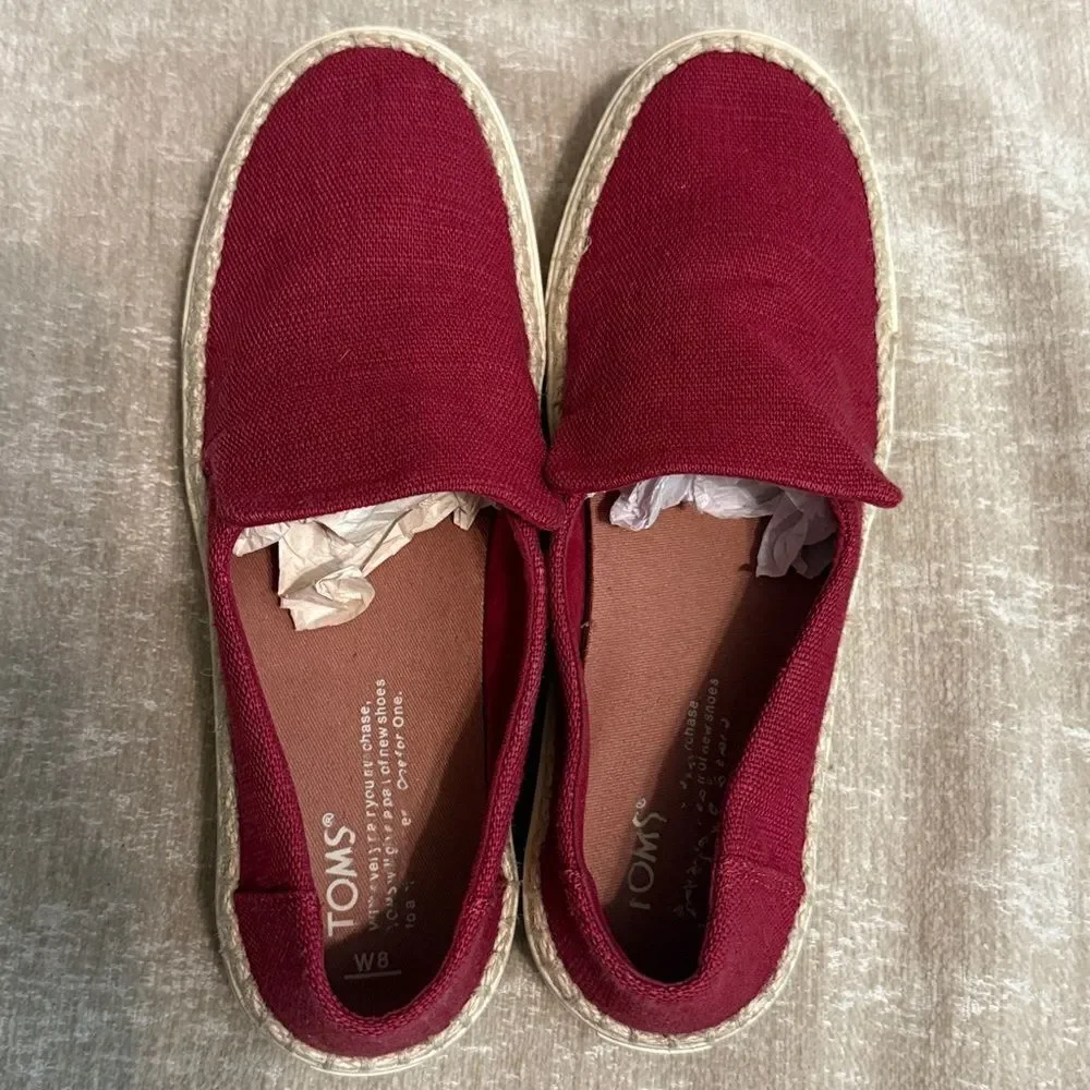 Toms Burgundy Espadrille Slip-Ons